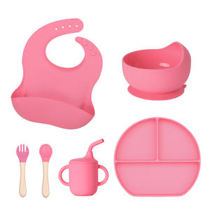 Produits d'alimentation pour bébé en silicone 6 en 1 : assiette à ventouse sans BPA, bavoir, cuillère, bol, vaisselle pour enfant et tout-petit - Product Image 5