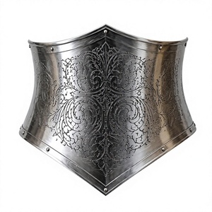 Armure de guerrier médiévale en aluminium plaqué argent avec motif gravé, forme irrégulière, style antique et moderne, pour costume de mode - Product Image 4