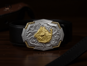 Fibbia per Cintura a Forma di Alieno, Argento Opaco Nero, Grande, 4,5 Cm, in Lega Placcata - Product Image 2