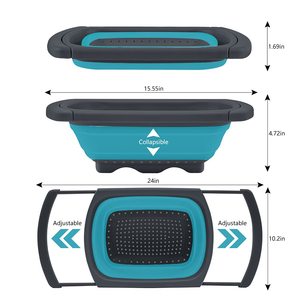 Gadgets de Cuisine en <span class=keywords><strong>Silicone</strong></span> Multi-Fonction Portable Pliable <span class=keywords><strong>Rétractable</strong></span> Égouttoir à Fruits Légumes Panier Ensemble <span class=keywords><strong>Passoire</strong></span> avec Poignée - Product Image 2