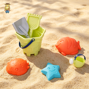 Ensemble de 10 seaux de plage pour enfants, moules à sable en forme de château, arrosoir, pelle, râteau, jouets de plage en PP+PE pour l'été - Product Image 2