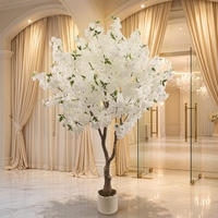 Kunstmatige witte kersenbloesemboom 205cm 6.8ft afneembare stam plastic stof milieuvriendelijke bloemen bruiloft evenement feestzaal
