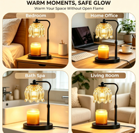 Lampe chauffe-bougie en forme de fleur, lampe à bougie électrique à hauteur réglable avec minuterie et variateur d'intensité, chauffe-cire sur base en bois, Noël