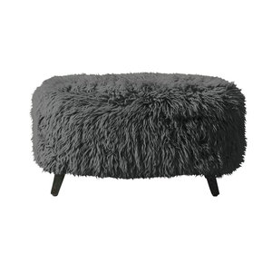 Banco de entrada delgado de piel de oveja natural <span class=keywords><strong>con</strong></span> almacenamiento de zapatos, asiento moderno de lujo para sala de estar, otomana Yeti para sillón lounge - Product Image 3