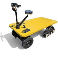 Chariot à plateforme électrique tout-terrain robuste motorisé à chenilles arrière en caoutchouc pour outils agricoles et de transport