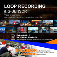 Caméra de tableau de bord de voiture, enregistreur vidéo avant 2K, WiFi DVR, vision nocturne infrarouge, WDR, grand angle 170°, application gratuite, enregistrement audio, 1 an