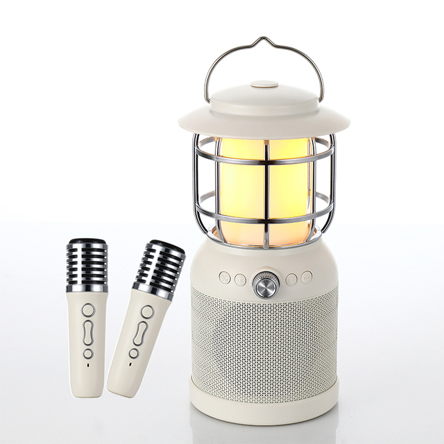 KENUO Outdoor Camping Tent Party Portable 2 Microphone Karaoke BT Speaker With Led Camping Lantern
