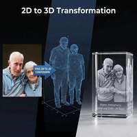 Cube de cristal personnalisé gravé au laser en 3D avec style vintage pour la décoration de la maison et les familles et les animaux de compagnie