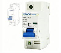 Disjoncteur MCB 100A AC 400V Type D DZ47-125 10kA 1P 2P 3P 4P Rail DIN Protection Moteur Compresseur IP20 PA66 CE