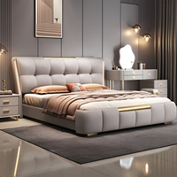 Ensemble matelas et cadre de lit double king-size moderne de luxe en cuir, réglable, inclinable, écologique, durable et confortable, avec matelas épaissi