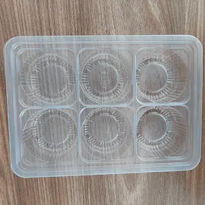 Disposable Blister Transparent PP Plastic 6 Cavity Chocolate Mooncake Muffin Pudding Mochi Frozen Dumpling Packaging Tray