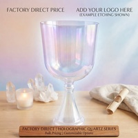 Bol chantant en cristal violet pastel HF, instrument de guérison sonore, calice chantant avec poignée en cristal lumineux cosmique pour la méditation