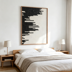 Mosaico de Madera en Blanco y Negro, Arte Mural 3D, Lienzo Texturizado, Arte Abstracto, Naturaleza Muerta para Decoración del Hogar, Hotel, Decoración Comercial - Product Image 1