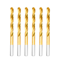 Jeu de 5 forets hélicoïdaux à tige droite 9mm HSS M2 revêtus d'étain