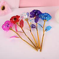 Bunga Emas Kecil 18cm Berlapis Emas, Hadiah Hari Ibu, Mawar Berlapis Emas Warna-warni, Plastik Kreatif Korea