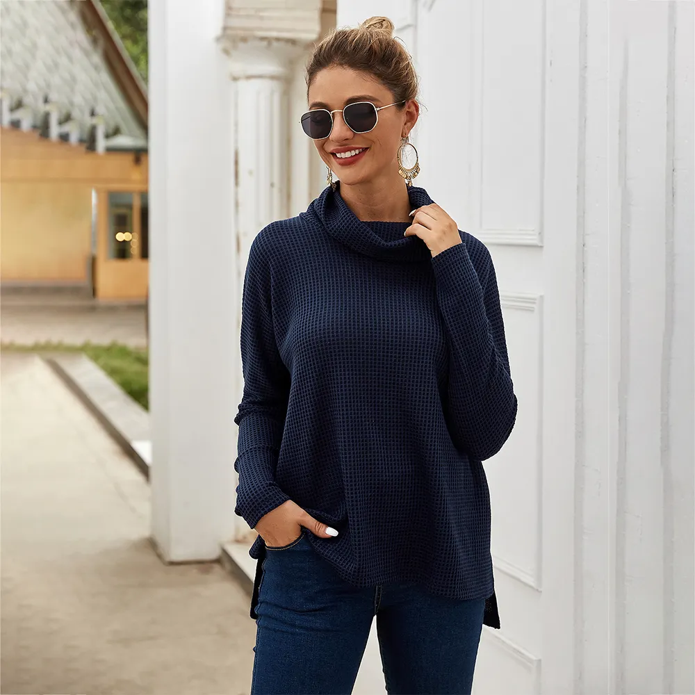 Instagram 추종자 레이디 캐주얼 터틀넥 긴 소매 일반 여성 스웨터 여성 스웨터 니트