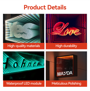 Insegna Pubblicitaria LED MACCAN <span class=keywords><strong>Infinite</strong></span> Mirrors Lightbox Personalizzata, Design con Bordo Luminoso in Acrilico, Montaggio a Parete, Strisce LED per Esterni - Product Image 6