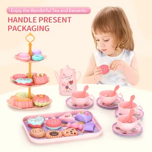 Hete Verkopende Leuke Diy Afternoontea Dessert Theepot High Tea Speelgoed Speelgoed Kinderfeestcadeaus Met Draagtas