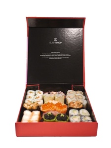 Chất lượng cao sang trọng màu đen bóng Sushi bánh <span class=keywords><strong>pizza</strong></span> đưa ra hộp tùy chỉnh từ cứng nhắc bao bì Sushi hộp với thiết kế tùy chỉnh - Product Image 3