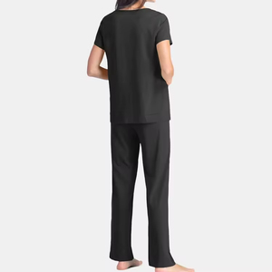 Organic Cotton Women's Pyjamas Long Sleeve <strong>Sleep</strong> <strong>Tee</strong> &amp; Pant Pajama Set Custom Jersey Women Homewear Sets Womens Clothes - Product Image 4
