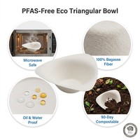 Bol triangulaire biodégradable en bagasse de canne à sucre, jetable, pour la restauration, les événements, les fêtes et les plats à emporter