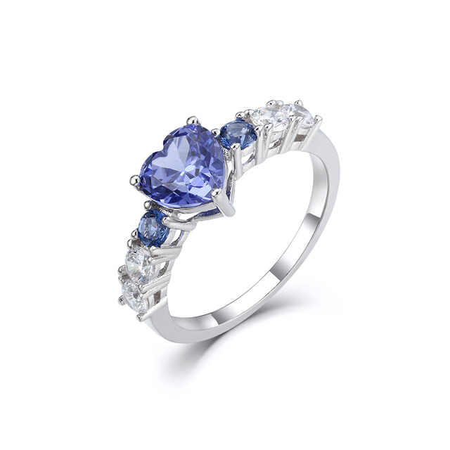 Grace Jewel Handmade 925 Sterling Silver Heart-Shape Engagement Rings Wedding Jewelry for Wholesale