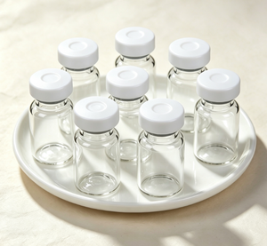 White Flat Cap Clear Borosilicate Crimp Glass Vials, Bulk Packed Airtight <b>Mini</b> Bottles For Gift & Daily Goods Sample Packaging - Product Image 1