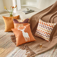 Buti personnalisé Style bohème Orange velours jeter taie d'oreiller carré brodé point coussin géométrique Boho canapé décoratif
