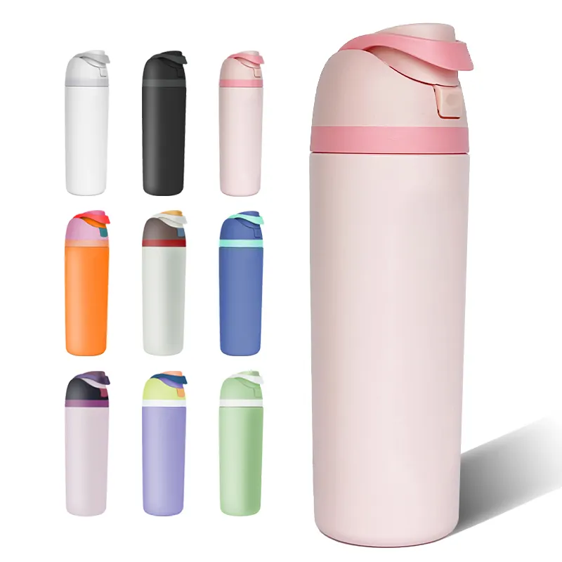 कस्टम उच्च गुणवत्ता BPA मुक्त वैक्यूम इंसुलेटेड 316 स्टेनलेस स्टील पानी की बोतल स्ट्रॉ और कैरी हैंडल के साथ