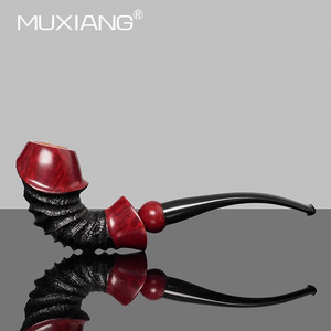 MUXIANG Hand Carved Briarwood Pipe Bent Type Tobacco Pipe For Men Smoking Accessory - Product Image 4