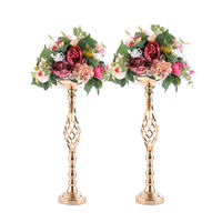 Centres de table en métal doré et argenté pour mariage, décoration de table, supports pour bougies, vases à fleurs 40cm/48cm/54cm, décoration de fête romantique