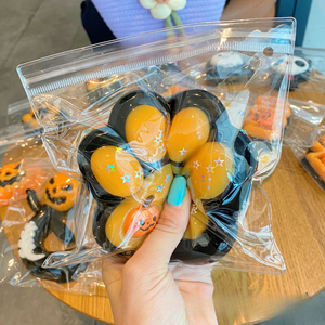 Juguete Blandito de Halloween con Diseño de Calabaza y Ceñíbal, de TPR Suave, de Rebote Lento, para Alivio del Estrés, Novedoso, Antiestrés, para Apretar, Bolsa de Regalo - Product Image 4