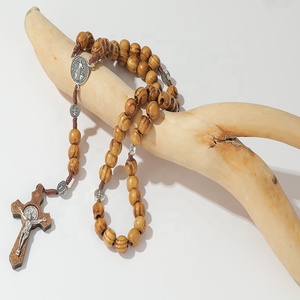 ZD-Cuentas de madera de pino hechas a mano, abalorios de madera de pino hechos a mano de fábrica, con aleación de St.<span class=keywords><strong>Benedict</strong></span> - Product Image 5