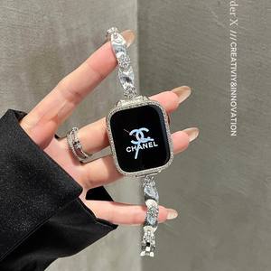 <span class=keywords><strong>Bracelet</strong></span> <span class=keywords><strong>de</strong></span> Montre <span class=keywords><strong>Haut</strong></span> <span class=keywords><strong>de</strong></span> <span class=keywords><strong>Gamme</strong></span> Polyvalent pour Femme, Luxe Léger avec Diamants, pour <span class=keywords><strong>Apple</strong></span> <span class=keywords><strong>Watch</strong></span> Séries 8/9/10, Respirant - Product Image 3