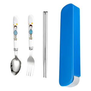 Ensemble de couverts portables écologiques réutilisables pour enfants, idéal pour le camping et les voyages, comprenant fourchette, cuillère et baguettes - Product Image 5