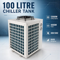 Nouveau réservoir de refroidissement de 100 litres avec capacité de refroidissement de 12000 W, réfrigérant R410, fonction eau réfrigérée, composants de moteur essentiels