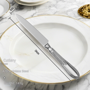 أدوات مائدة من الفولاذ المقاوم للصدأ 304 بتصميم عتيق للستيك والمأكولات الغربية، طقم أدوات طعام مطروق وسميك للمطاعم والفنادق الراقية - Product Image 6
