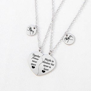 Juego de Collares de Acero Inoxidable con Colgante de Corazón de Promesa de Amistad para Parejas, Hermanas y Amigas, Regalos de Joyería, 2 Piezas - Product Image 3