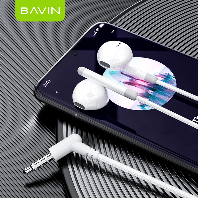 BAVIN HX866 Braided Cable Type c 3.5mm Jack HIFI Stereo Sound Semi in Ear Hands-free Wire Music Headphones with Mic