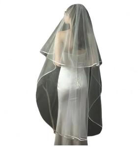 Velo de novia de muselina de estilo corto, cabeza envuelta, cubierta, <span class=keywords><strong>Mantilla</strong></span>, Iglesia, velo de oración católica - Product Image 5