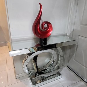 TABLE DE <span class=keywords><strong>CONSOLE</strong></span> <span class=keywords><strong>EN</strong></span> <span class=keywords><strong>VERRE</strong></span> MIROIR CHROME DE STYLE AMÉRICAIN ET MIROIR AVEC DIAMANT - Product Image 4