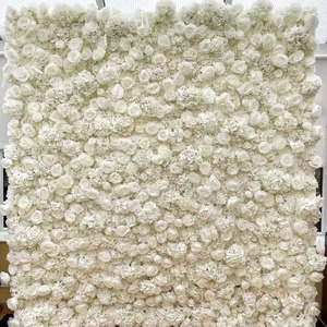 Panel de Pared de Flores Artificiales de Tela 3D 5D, Rollo de Flores de Seda Artificial en Blanco, Rosa, Morado y Verde - Product Image 4