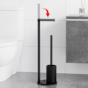 Portarotolo da Bagno AKPN in Acciaio Inox dal Design Semplice, Portarotolo da Terra a Barra Singola con Scopino per WC - Product Image 3