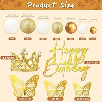 Ensemble de décoration de gâteau Princesse Rose Prix Usine Couronne Strass Dorée Papillon Boule Scintillante Joyeux Anniversaire Fournitures Filles