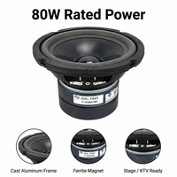 8 Ohm 80W RMS Hochleistungs-Mittelbass-Metall-Lautsprechertreiber 56Hz-1300Hz Frequenzgang 3-Zoll-Schwingspule Pro-Audio-System