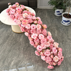 Red Pink <b>Artificial</b> <b>Peony</b> Hydrangea Rose Arch Flower Runner Table Flower Row for Wedding Party Road Lead Flower Decor - Product Image 1