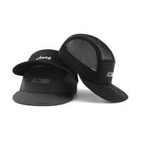 Gorra Deportiva Aung Crown de Alta Calidad, 5 Paneles, para Camping, de Poliéster, con Impresión Personalizada, Logotipo Reflectante, Negra, para Correr