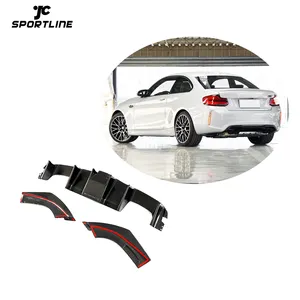 3pcs Stile Fibra di Carbonio M2 Posteriore Lip Diffusore per BMW <span class=keywords><strong>Serie</strong></span> <span class=keywords><strong>2</strong></span> M2 Concorso Coupe <span class=keywords><strong>2</strong></span>-Door 2016-2019 con LED - Product Image 1