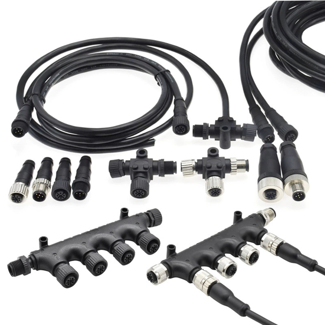 Custom NMEA 2000 T-Connector Male/Female M12 5-Pin IP67 Waterproof Backbone Cable N2K Marine Network Splitter for Yacht Boat