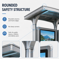 Abri de bus incurvé en acier inoxydable avec grand écran publicitaire LED, station d'attente de bus moderne pour sites touristiques